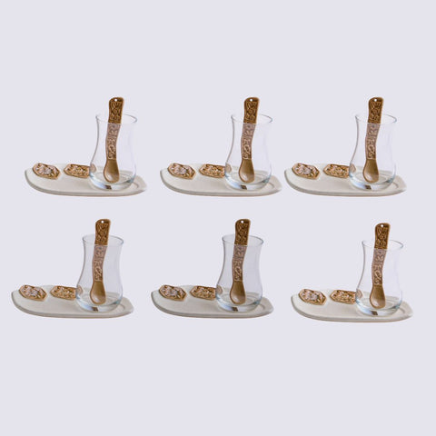 Glass Istikanah & Tray - Set of 6