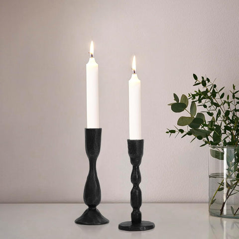 Vintage Black Iron Taper Candle Holders