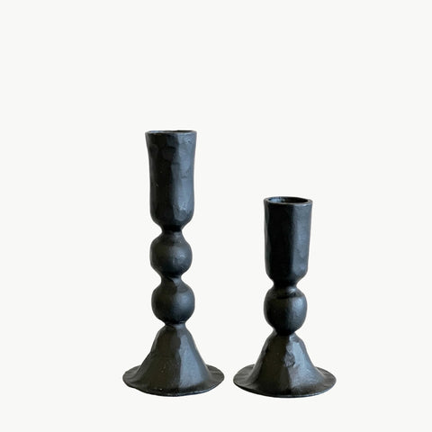 Vintage Black Iron Taper Candle Holders