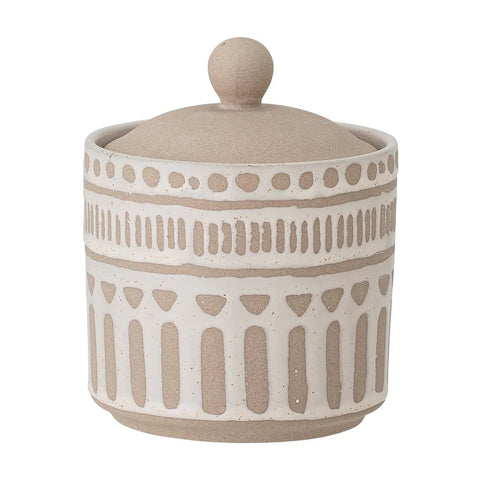 CORA Jar w/Lid, Nature, Stoneware