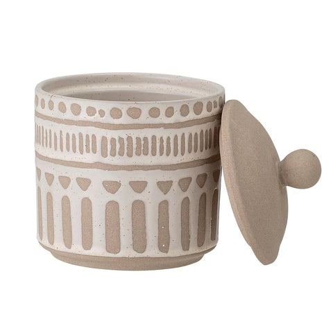 CORA Jar w/Lid, Nature, Stoneware