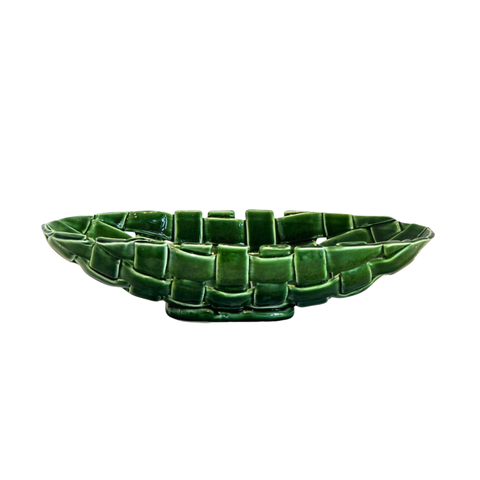 Green Woven Oval Decor Bowl