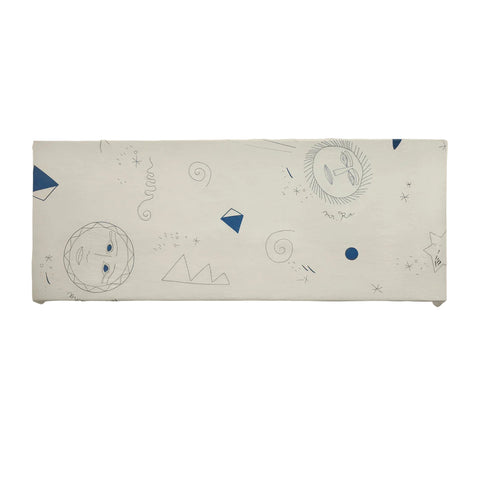 Rectangular box with geometric patterns on a beige background