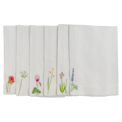 Wild Flower Field Embroidered Napkins