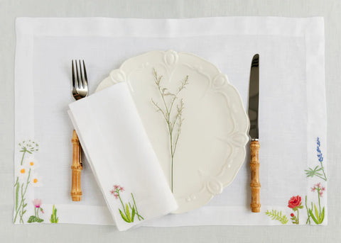 Wild Flower Field Embroidered Napkins