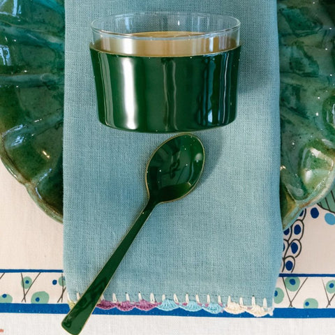 Green Enamel Meghle Bowls & Spoons