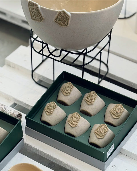 Sandstone Calm Al Sa’ad V-Shape Arabic Coffee Cup Set