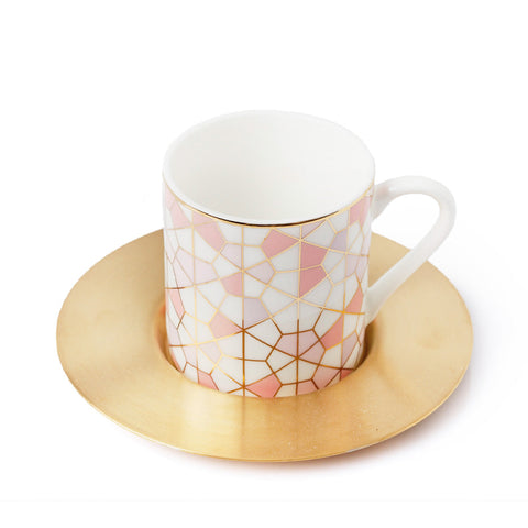 Geo Pink Espresso Cups – Set of 6