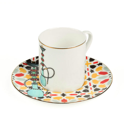 Tiles Espresso Cups with Saucers – Set of 6