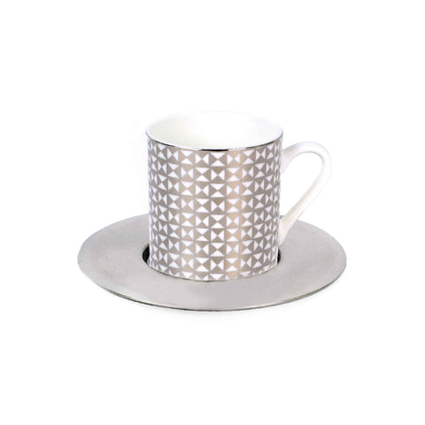 Tri Platinum Espresso Matte Saucer Set of 6