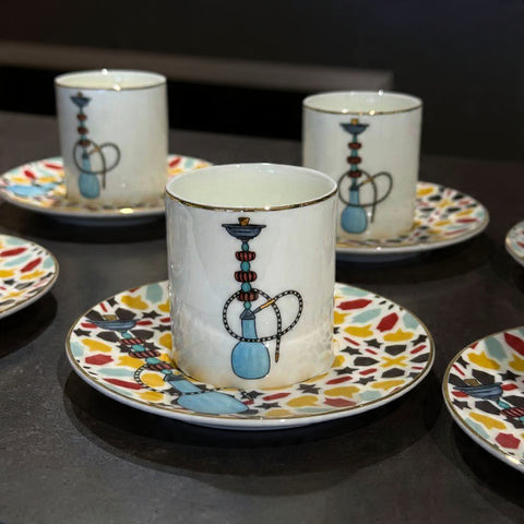 Tiles Espresso Cups with Saucers – Set of 6