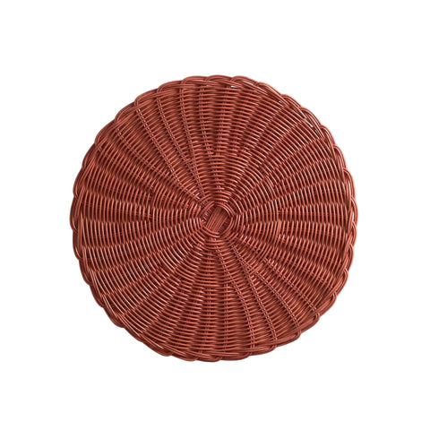 Round placemat on a beige background